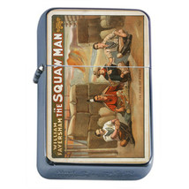 Silver Flip Top Oil Lighter Vintage Poster D 116 The Squaw Man The Pipe Of Peace - £11.63 GBP