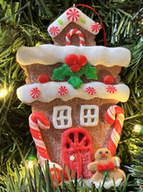 Girl Gingerbread House Christmas Ornament Candy Cane Candy Bakery - $7.50