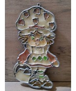 Vintage Handmade Strawberry Shortcake Stained Glass Lead Window Hanging ... - $23.21
