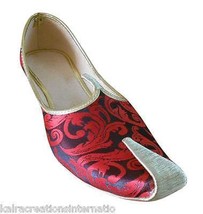 Men Shoes Indian Handmade Mojari Punjabi Khussa Groom Maroon Jutties US 6-11 - £43.24 GBP