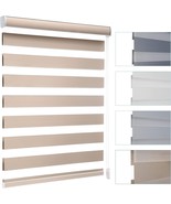 NEW MYSHADE BEIGE ZEBRA BLIND ROLLER SHADE 85% BLACKOUT 34” x 72” - $34.65