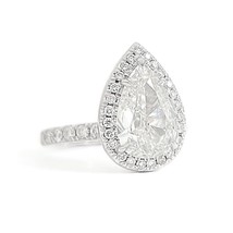 GIA Pear Diamond Halo Engagement Ring 14K White Gold, 2.32 CTW - £24,517.24 GBP