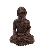 Seated Buddha Meditating Statue Brown Bhumisparsa Mudra Resin 14 1/4&quot; H - £44.30 GBP