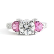 Authenticity Guarantee 
3-Stone Half Moon Pink Sapphire Diamond Engagement Ri... - £7,114.62 GBP