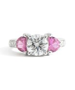 Authenticity Guarantee 
3-Stone Half Moon Pink Sapphire Diamond Engageme... - £7,073.27 GBP