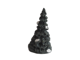 Christmas Village Figurine Green Pine Tree w/ Snow Patches Crooked 2.1&quot; - $9.93