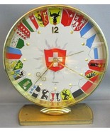 RARE 1930&#39;s HELVECO 8 Day SWITZERLAND COAT OF ARMS Wind Up Mantel Clock ... - £305.42 GBP