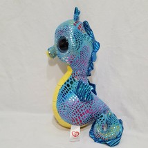 Neptune Seahorse Ty Beanie Boos Plush Stuffed Animal 8&quot; Big Eyes Blue 2015 - $17.99