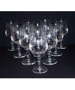 10 Vtg HEAVY Etch &amp; LATTICE Crystal Tulip Stem GOBLETS 10 Oz Bar Glasses... - $1,224.89 MXN