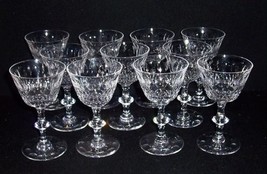 11 Beautiful Cut Glass Crystal Stem 4 oz Wine Bar Glasses~5 1/4" Tall - $87.12