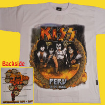 T-SHIRT Kiss Peru Tour 2009 Heavy Metal Gene Simmons Hard Rock Cd White Size L - £21.63 GBP