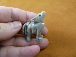 (Y-WOL-34) little gray WOLF coyote wild dog SOAPSTONE stone PERU figurine - $165.35 MXN