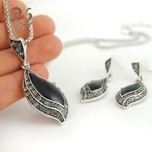 Womens jewelry set necklace earings FREE SHIPPING BLACK - £20.07 GBP