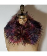 Surell NWT Faux Fur Collar Multi Color Velvet Lined Frog Clasp Pink Gree... - $58.80