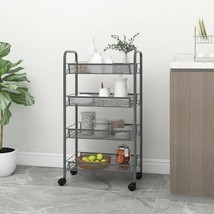 vidaXL 4-Tier Kitchen Trolley Gray 18.1&quot;x10.2&quot;x33.5&quot; Iron - £56.05 GBP