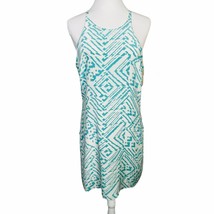 Britt Ryan Teal White Silk Sleeveless Dress Size Medium - £22.09 GBP