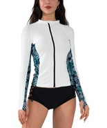 Long Sleeve Rash Guard   Swim Shirt  Women&#39;s X-Small White/Flower BlueUPF - $17.67