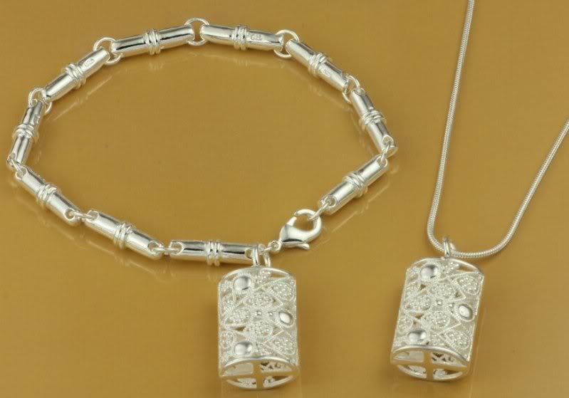 925 Silver SNAKE chain Necklace bRACELET Set - $21.99