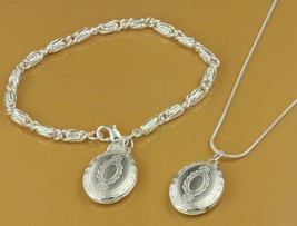 Fashion Jewelry 925 Silver Necklace Bracelet Set antiqued look - £17.63 GBP