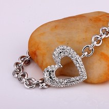 SINGLE heart Rhinestone Crystal 18K white Gold Bracelet free shipping - $24.99