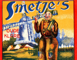 Smetje&#39;s Spirits Label Dutch Man Wooden Shoes Windmill Original Dutch Be... - $8.48