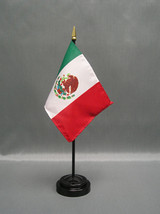 Mexico Mini 4&quot;x6&quot; Desk Stick Flag, With Black Plastic Stand - $8.99