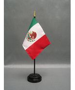 Mexico Mini 4&quot;x6&quot; Desk Stick Flag, With Black Plastic Stand - $8.99