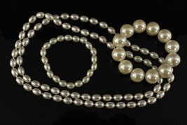 Vintage Costume Jewelry Dealer Lot Chunky Faux Pearl Bracelets &amp; Necklace - £11.23 GBP