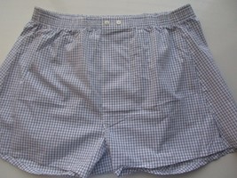 Nordstrom Cotton Men’s Woven Boxer Shorts Pajamas White &amp; Blue Plaids 40... - £4.43 GBP