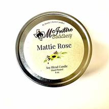 McIntire Saddlery 8 Ounce Hand Poured Soy Blend Candle in Tin- Mattie Rose Scent - £15.48 GBP