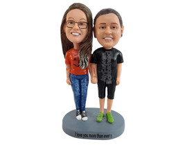 Custom Bobblehead CHANGE COLLECTION - Female Gay Couple holding hands and wearin - £119.52 GBP