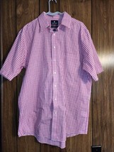 Stafford Pink/White Checkered Short Sleeve Shirt Regular Fit 17 - £8.68 GBP