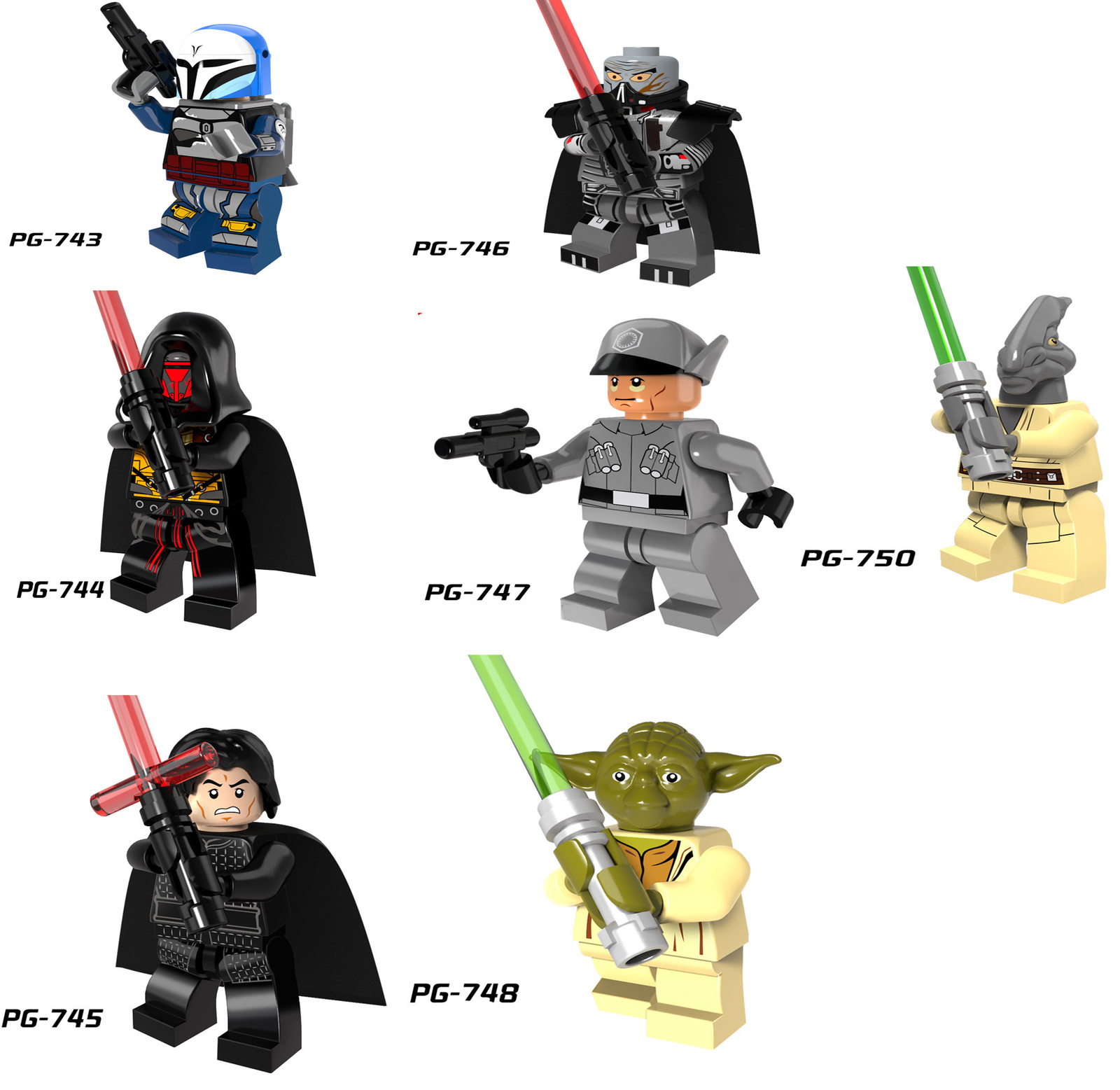 Star Wars Main Members Yoda Kylo Ren Sith Lords Darth Revan Building Blo... - $18.99