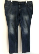 Mossimo Skinny Fit 3 Sandblasted Denim Jeans Plus 16R Dark Wash Stretch ... - $19.79