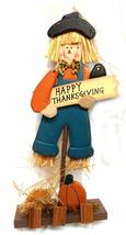 TJ Collection Wood Scarecrow with Pumpkins Figurine 15 inches (Thanksgiving) - £19.65 GBP