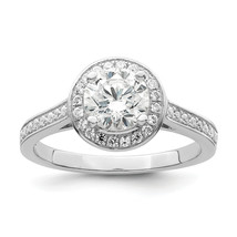 Brilliant Embers Silver  59 Stone Halo Micro Pav CZ Ring QMP246 - $797.76 MXN