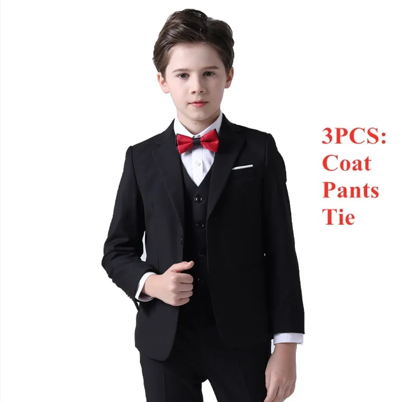 Spring Big Boys Top Quality Plaid Wedding Suit Teenager Kid Formal Tuxedo Bowtie - £42.72 GBP