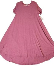 LuLaRoe Womens Dress Carly 2XL 2X Solid Hi-Low Heathered Pink Soft Pullo... - £23.59 GBP