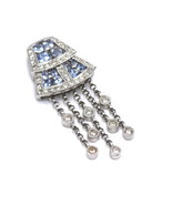 VINTAGE MODERN SAPPHIRE DIAMOND PENDANT DANGLING FRINGE 14K WHITE GOLD E... - £813.33 GBP