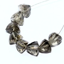 Smoky Quartz Faceted Triangle Beads Briolette Natural Loose Gemstone Jewelry - £4.45 GBP
