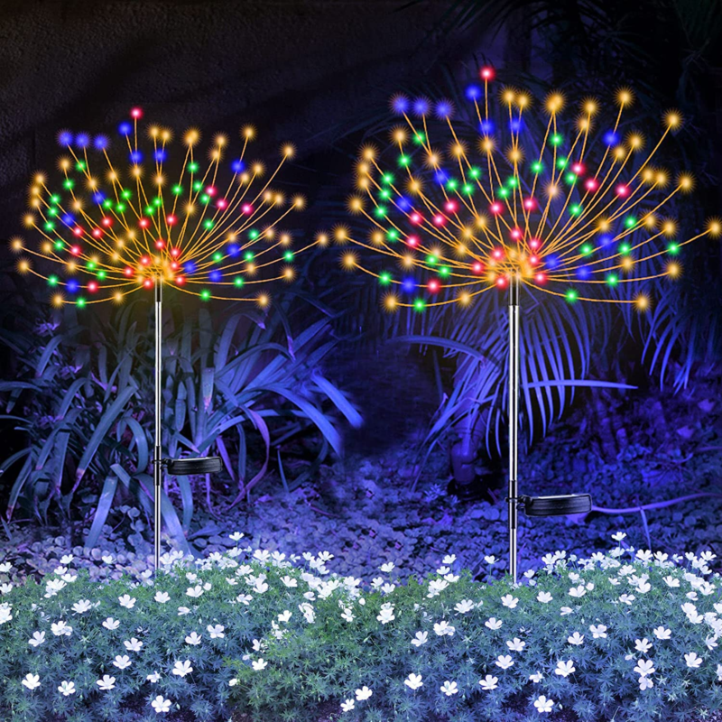 YOTOZU 2 PCS Solar Firework Light, Outdoor Solar Garden Decorative Lights 120 LE - $22.51