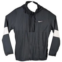 Nike Mens Dry Jacket Vented Running Training CV0094-010 Black White Tuck... - $47.56