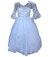 Girls White Special Occasion Dress  size 7 - £27.97 GBP