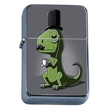Classy Dinosaur Flip Top Oil Lighter Em1 Smoking Cigarette Silver Case I... - $8.95