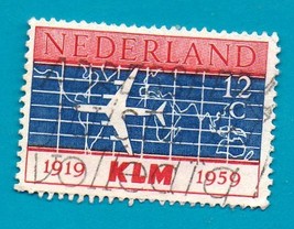 Netherlands (used postage stamp) 1959 The 40th Anniversary of KLM #737 - £1.59 GBP