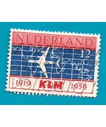 Netherlands (used postage stamp) 1959 The 40th Anniversary of KLM #737 - £1.56 GBP