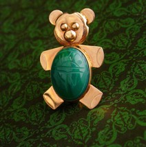 Vintage Bear Pin / Teddy bear brooch / scarab gold filled pin / Animal jewelry / - £67.16 GBP