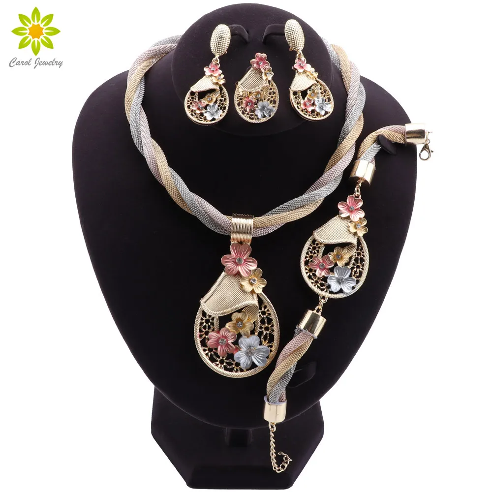 African Jewelry Charm Necklace Earrings Bracelet Ring for Women Wedding Bridal F - £26.63 GBP