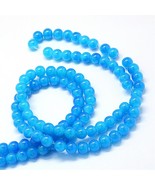 A Bead Lot 5 strand 6.5mm round Baking Painted glass Blue 31 inch strand... - $191.83 MXN