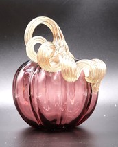 Art Glass Purple Pumpkin Hand Crafted Artisan Decor Style - $14.99